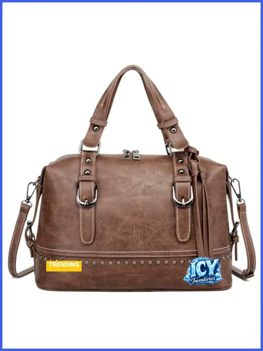 Vintage Western Doctor Satchel Bag Crossbody Purse Faux Leather Adjustable Strap
